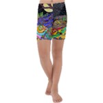 Nature Moon Psychedelic Painting Kids  Lightweight Velour Capri Yoga Leggings