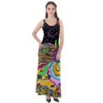 Nature Moon Psychedelic Painting Sleeveless Velour Maxi Dress