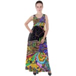 Nature Moon Psychedelic Painting Empire Waist Velour Maxi Dress