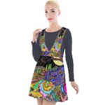 Nature Moon Psychedelic Painting Plunge Pinafore Velour Dress