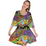 Nature Moon Psychedelic Painting Velour Kimono Dress