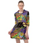 Nature Moon Psychedelic Painting Mini Skater Shirt Dress