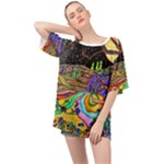 Nature Moon Psychedelic Painting Oversized Chiffon Top