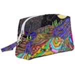 Nature Moon Psychedelic Painting Wristlet Pouch Bag (Large)