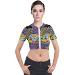Nature Moon Psychedelic Painting Short Sleeve Cropped Jacket