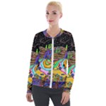 Nature Moon Psychedelic Painting Velvet Zip Up Jacket