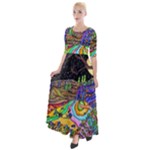 Nature Moon Psychedelic Painting Half Sleeves Maxi Dress