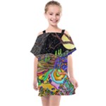 Nature Moon Psychedelic Painting Kids  One Piece Chiffon Dress