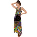 Nature Moon Psychedelic Painting V-Neck Chiffon Maxi Dress