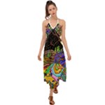 Nature Moon Psychedelic Painting Halter Tie Back Dress 