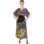 Nature Moon Psychedelic Painting V-Neck Boho Style Maxi Dress