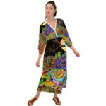 Nature Moon Psychedelic Painting Grecian Style  Maxi Dress