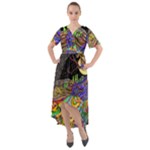 Nature Moon Psychedelic Painting Front Wrap High Low Dress
