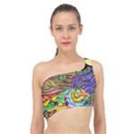 Nature Moon Psychedelic Painting Spliced Up Bikini Top 