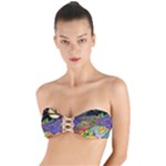 Nature Moon Psychedelic Painting Twist Bandeau Bikini Top