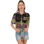Nature Moon Psychedelic Painting Tie Front Shirt 
