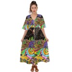 Nature Moon Psychedelic Painting Kimono Sleeve Boho Dress