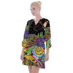 Nature Moon Psychedelic Painting Open Neck Shift Dress