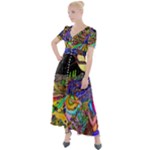 Nature Moon Psychedelic Painting Button Up Short Sleeve Maxi Dress