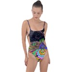 Nature Moon Psychedelic Painting Tie Strap One Piece Swimsuit