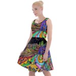 Nature Moon Psychedelic Painting Knee Length Skater Dress