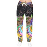 Nature Moon Psychedelic Painting Women Velvet Drawstring Pants