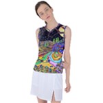 Nature Moon Psychedelic Painting Women s Sleeveless Sports Top