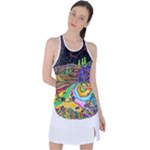 Nature Moon Psychedelic Painting Racer Back Mesh Tank Top