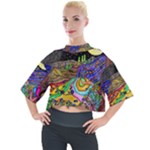 Nature Moon Psychedelic Painting Mock Neck T-Shirt