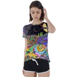 Nature Moon Psychedelic Painting Short Sleeve Open Back T-Shirt