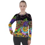 Nature Moon Psychedelic Painting Women s Pique Long Sleeve T-Shirt
