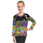 Nature Moon Psychedelic Painting Kids  Long Mesh T-Shirt