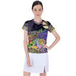Nature Moon Psychedelic Painting Women s Sports Top