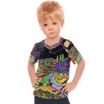 Nature Moon Psychedelic Painting Kids  Sports T-Shirt