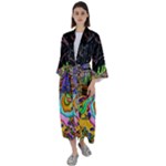 Nature Moon Psychedelic Painting Maxi Satin Kimono