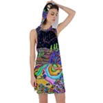 Nature Moon Psychedelic Painting Racer Back Hoodie Dress