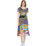 Nature Moon Psychedelic Painting High Low Boho Dress
