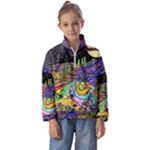 Nature Moon Psychedelic Painting Kids  Half Zip Hoodie