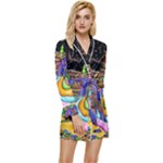 Nature Moon Psychedelic Painting Long Sleeve Satin Robe