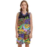 Nature Moon Psychedelic Painting Kids  Basketball Mesh Set