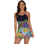 Nature Moon Psychedelic Painting 2-in-1 Flare Activity Dress