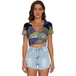 Nature Moon Psychedelic Painting V-Neck Crop Top