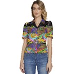 Nature Moon Psychedelic Painting Puffed Short Sleeve Button Up Jacket