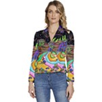 Nature Moon Psychedelic Painting Women s Long Sleeve Revers Collar Cropped Jacket