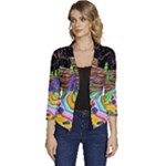 Nature Moon Psychedelic Painting Women s Casual 3/4 Sleeve Spring Jacket