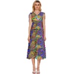 Nature Moon Psychedelic Painting V-Neck Drawstring Shoulder Sleeveless Maxi Dress