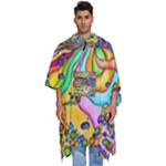 Nature Moon Psychedelic Painting Men s Hooded Rain Ponchos