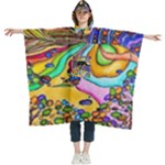Nature Moon Psychedelic Painting Women s Hooded Rain Ponchos
