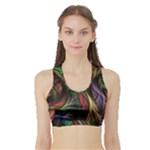 Abstract Psychedelic Sports Bra with Border