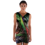 Abstract Psychedelic Wrap Front Bodycon Dress